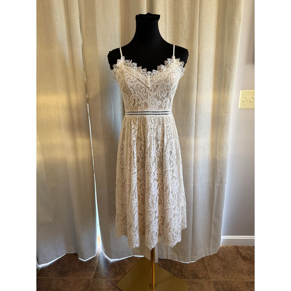 Cream Lace Dress By Altar'd State Size Small